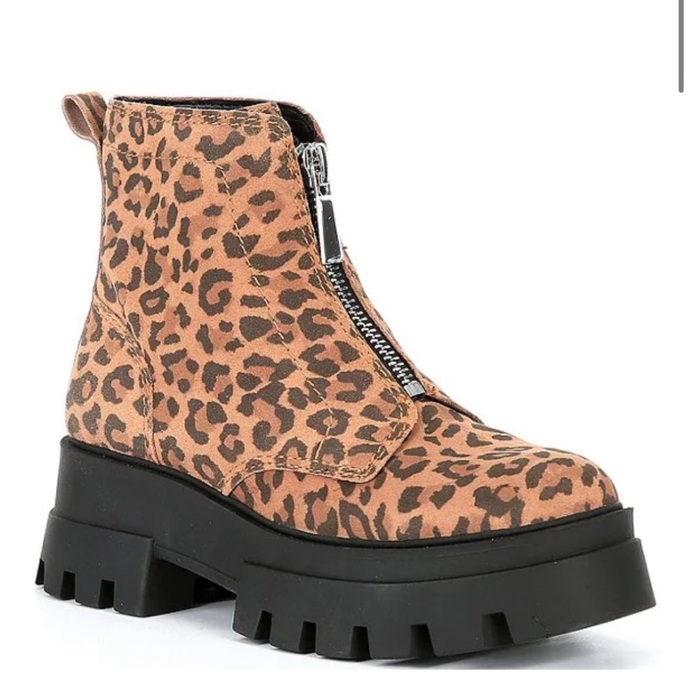 Gianni Bini GB Leopard Booties with a Chunky Lug Heel 10